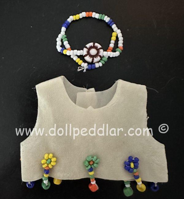 Beaded Shirt and Necklace fit Dolls with 3" Shoulders