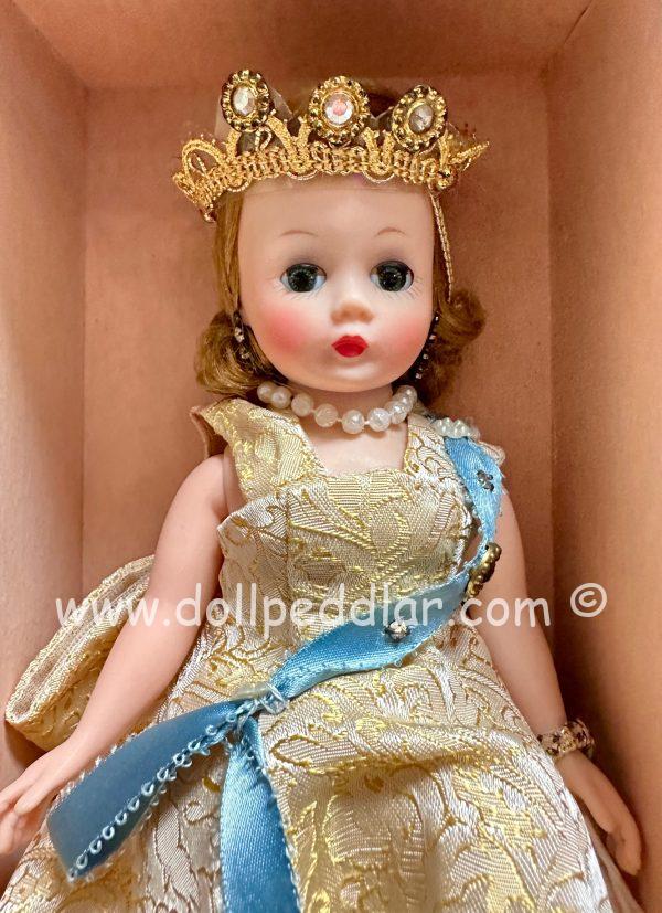 RARE Madame Alexander  Cissette  Queen Elizabeth 10"  Blonde hair, Blue jeweled  sash, blue sleep eyes,  MINT