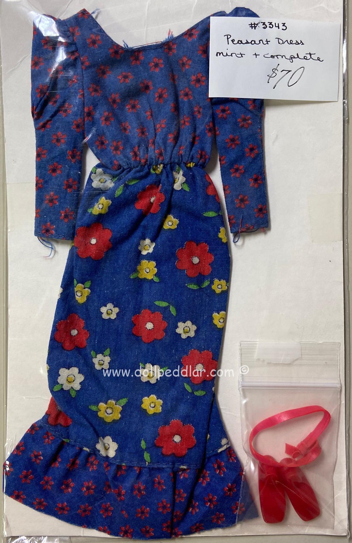 #3343 Floral Peasant Dress Vintage Barbie Fashion MINT/INCOMPLETE