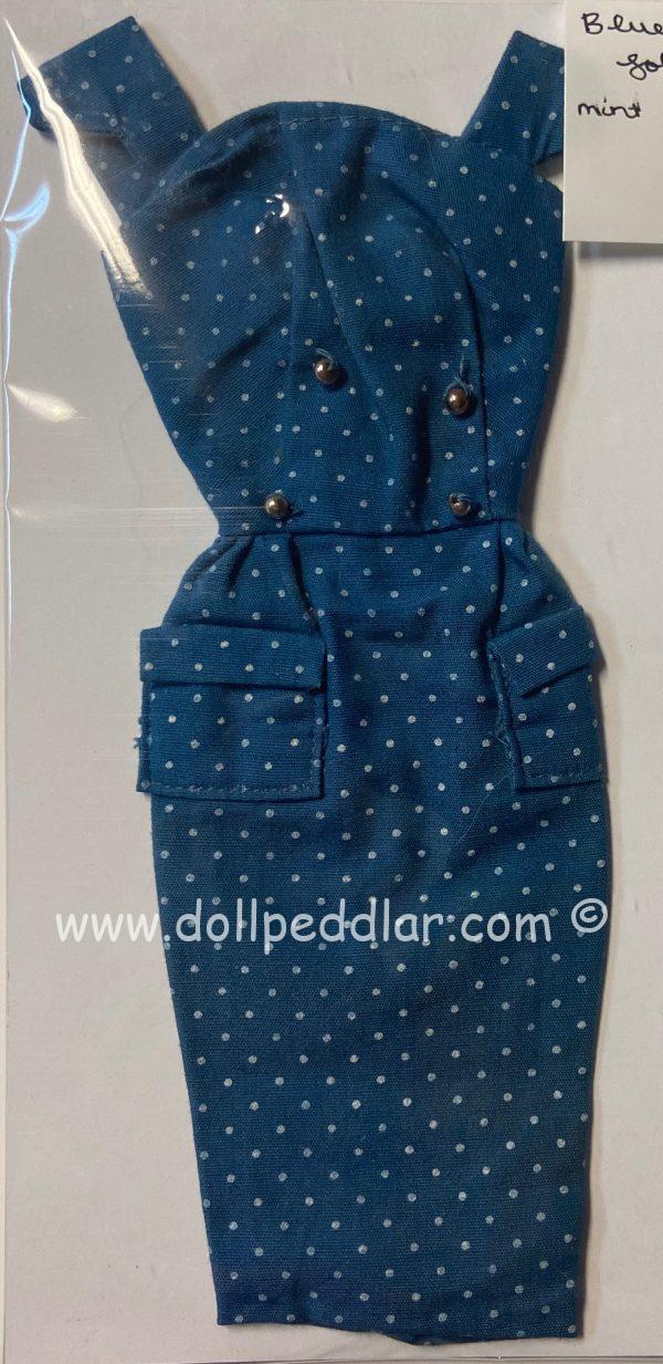 Vintage Barbie Blue Polka Dot Pak Sheath Dress MINT 1962 - Image 4