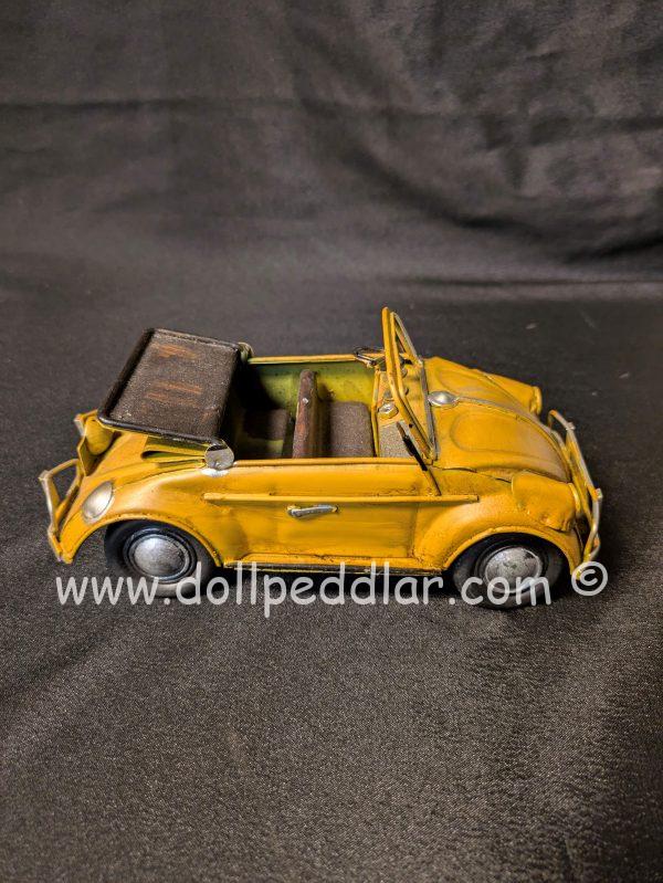 Yellow 'Beetle' Cast Iron Car Toy 7" x 3" x 3.25"