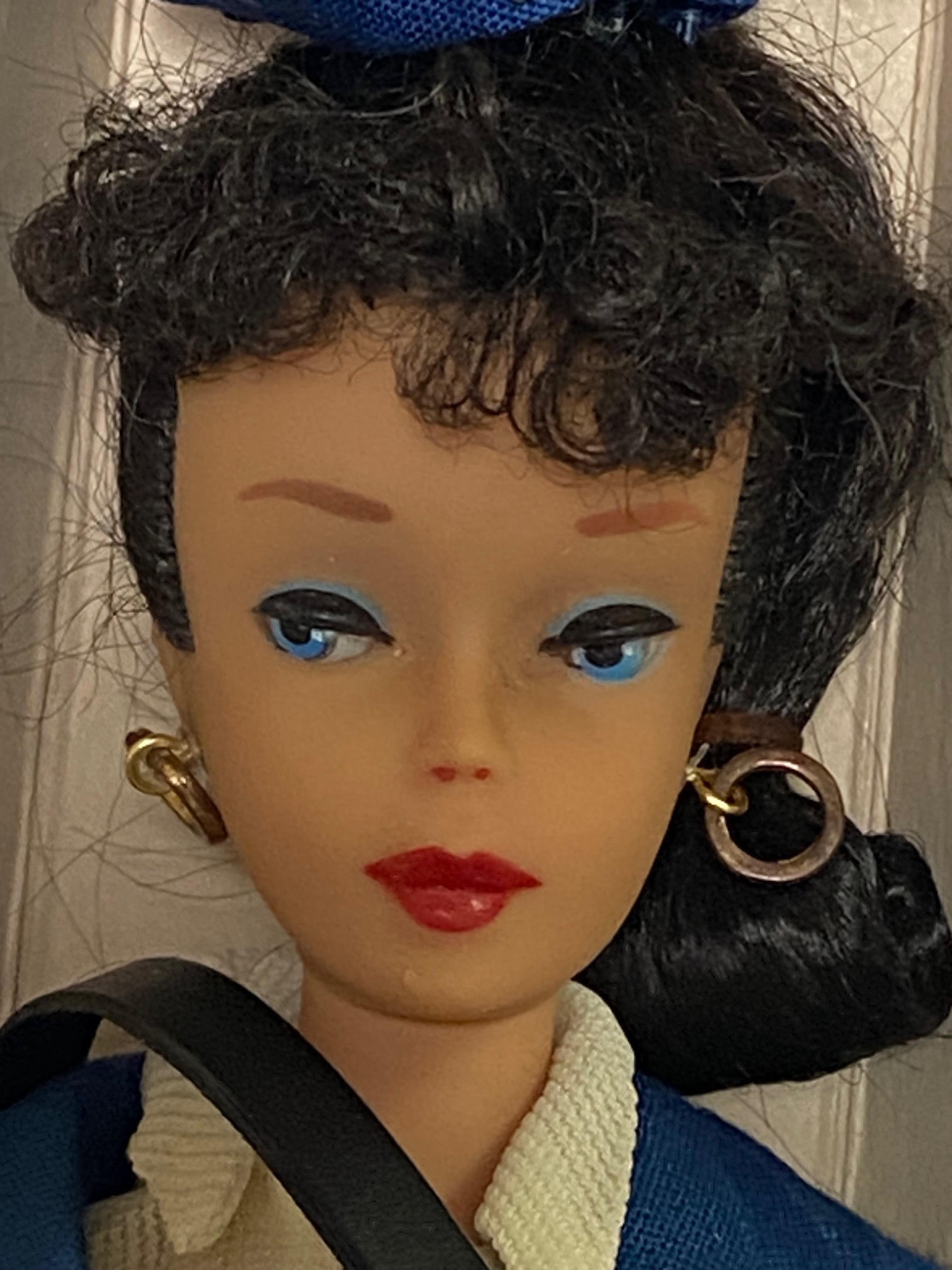 4 Vintage Brunette Ponytail Barbie Dressed in Airline Stewardess Fashion