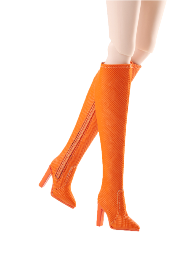 Integrity Pride Celebration Shoes:  ORANGE KNEE BOOTS  fit Fashion Royalty/NU. Face high-heeled feet - Image 2