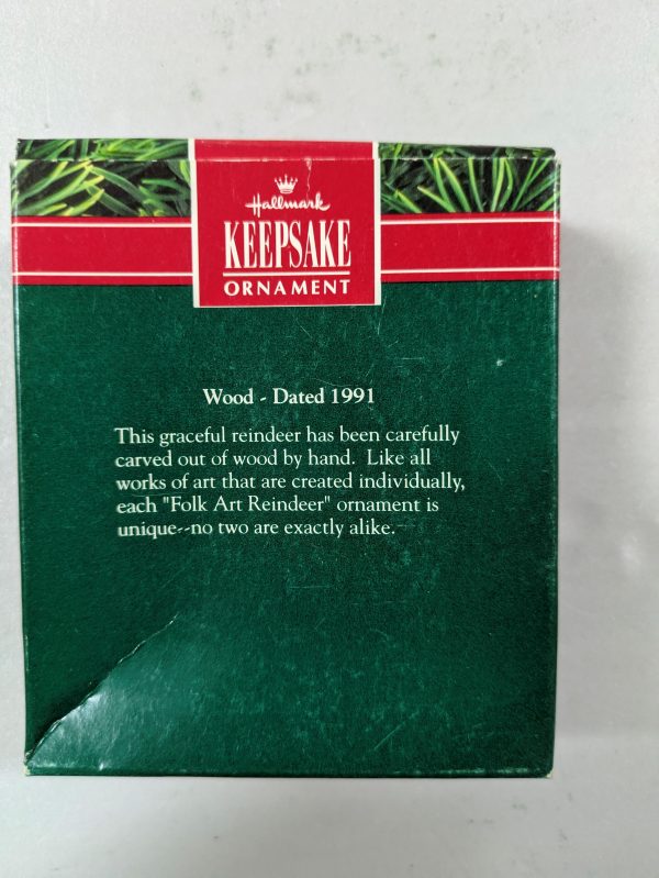 Hallmark Ornament Folk Art Reindeer 1991 - Image 3