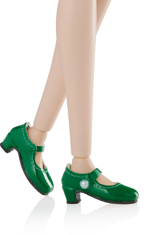 Integrity Pride Celebration Shoes: Green Kitten Flats w/Pearl Fits Fashion Royalty/NU. Face Flat Feet