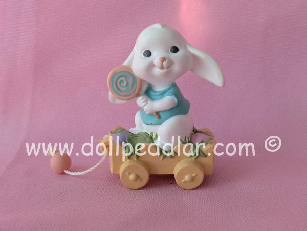 1988 Vintage Merry Miniatures Easter Bunny Pull-Wagon