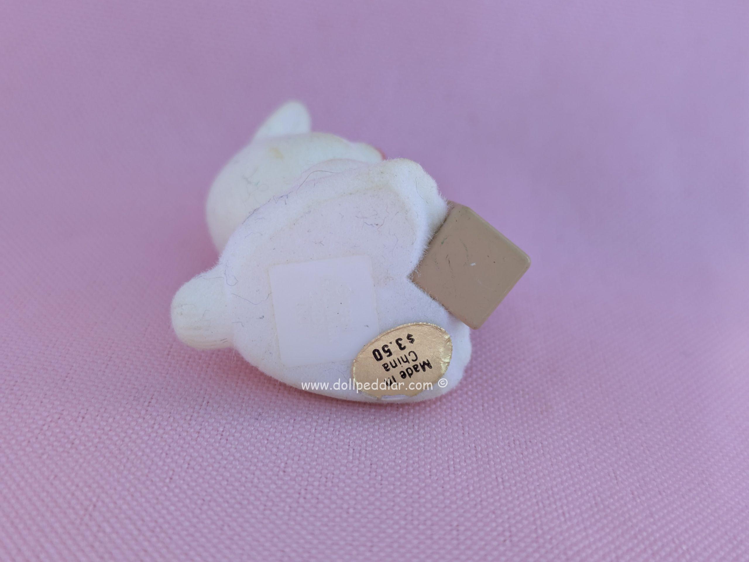 1991 Vintage Merry Miniatures Flocked Bunny with Baby Blocks - Image 4