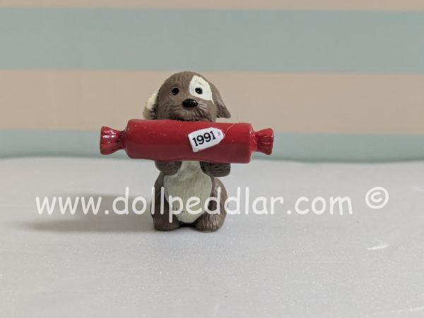 1991 Vintage Merry Miniatures Dog with Gift