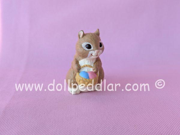 1994 Vintage Merry Miniatures Squirrel Carrying Easter Basket