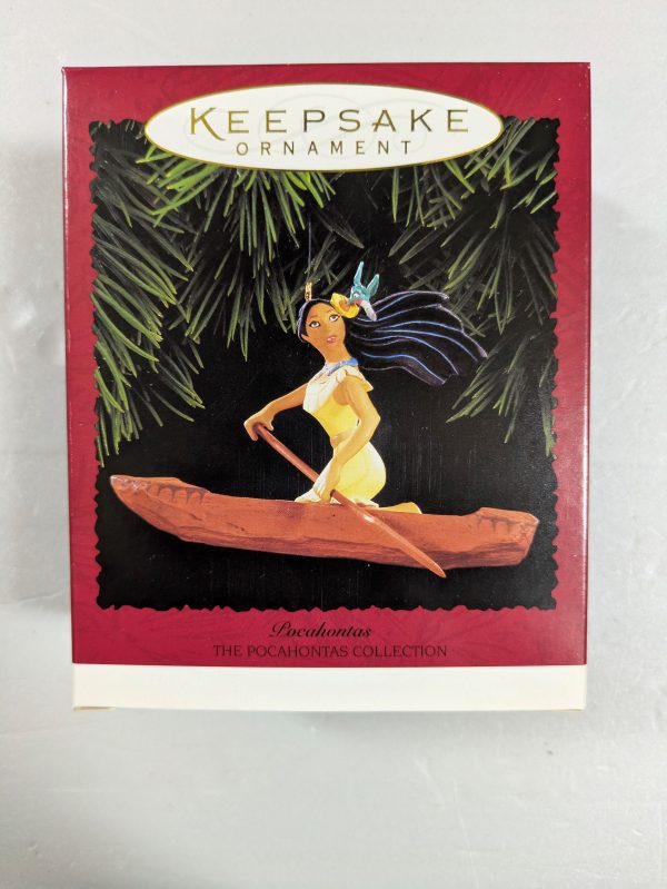Hallmark Ornament Pocahontas in Canoe NRFB, New