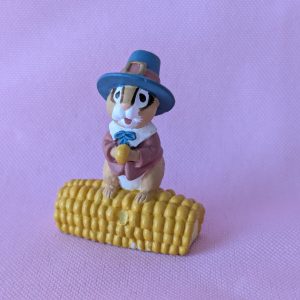 1995 Vintage Merry Miniatures Chipmunk Sitting on Ear of Corn