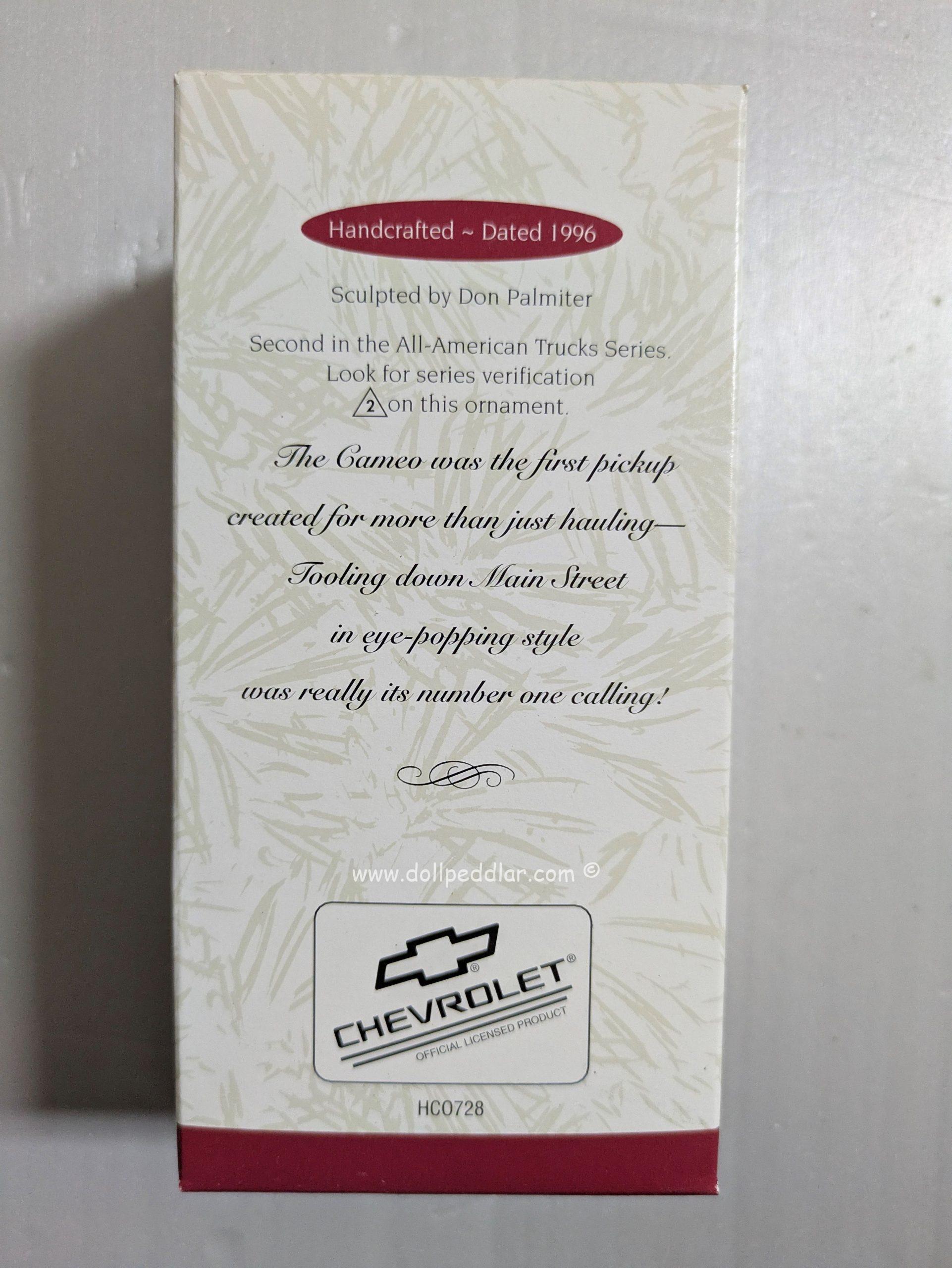 Hallmark Ornament 1955 Chevrolet Cameo 1996 NRFB - Image 2