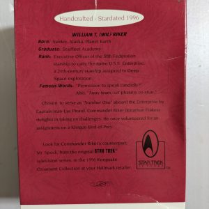 Hallmark Ornament Commander William T. Riker 1996 NRFB