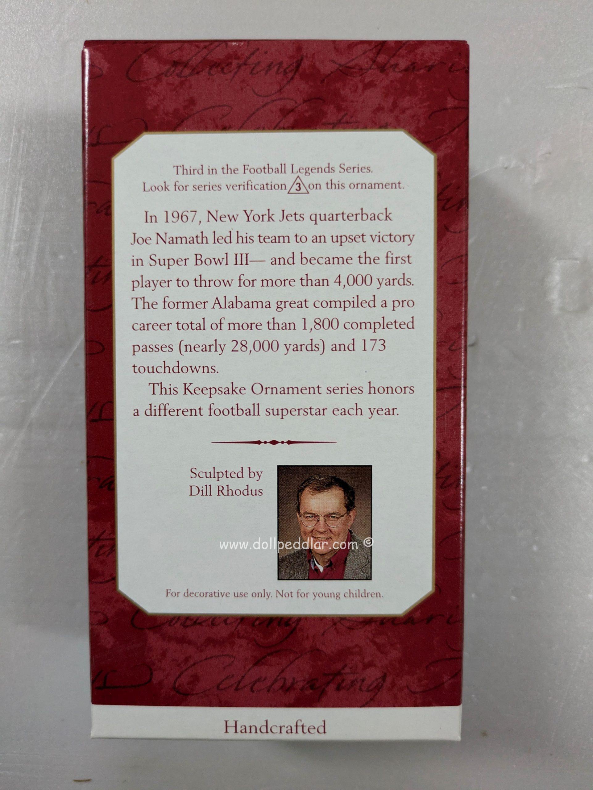 Hallmark Ornament Joe Namath 1997 NRFB - Image 2
