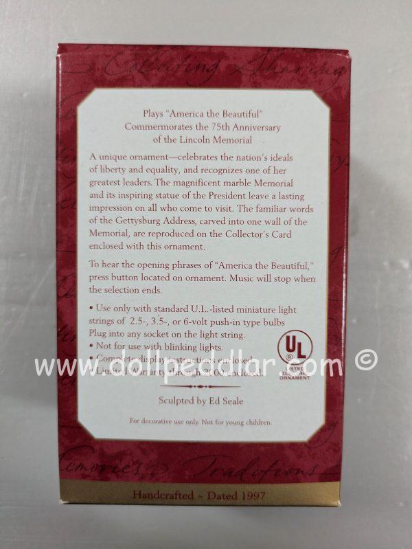 Hallmark Ornament Lincoln Memorial 1997 NRFB - Image 2