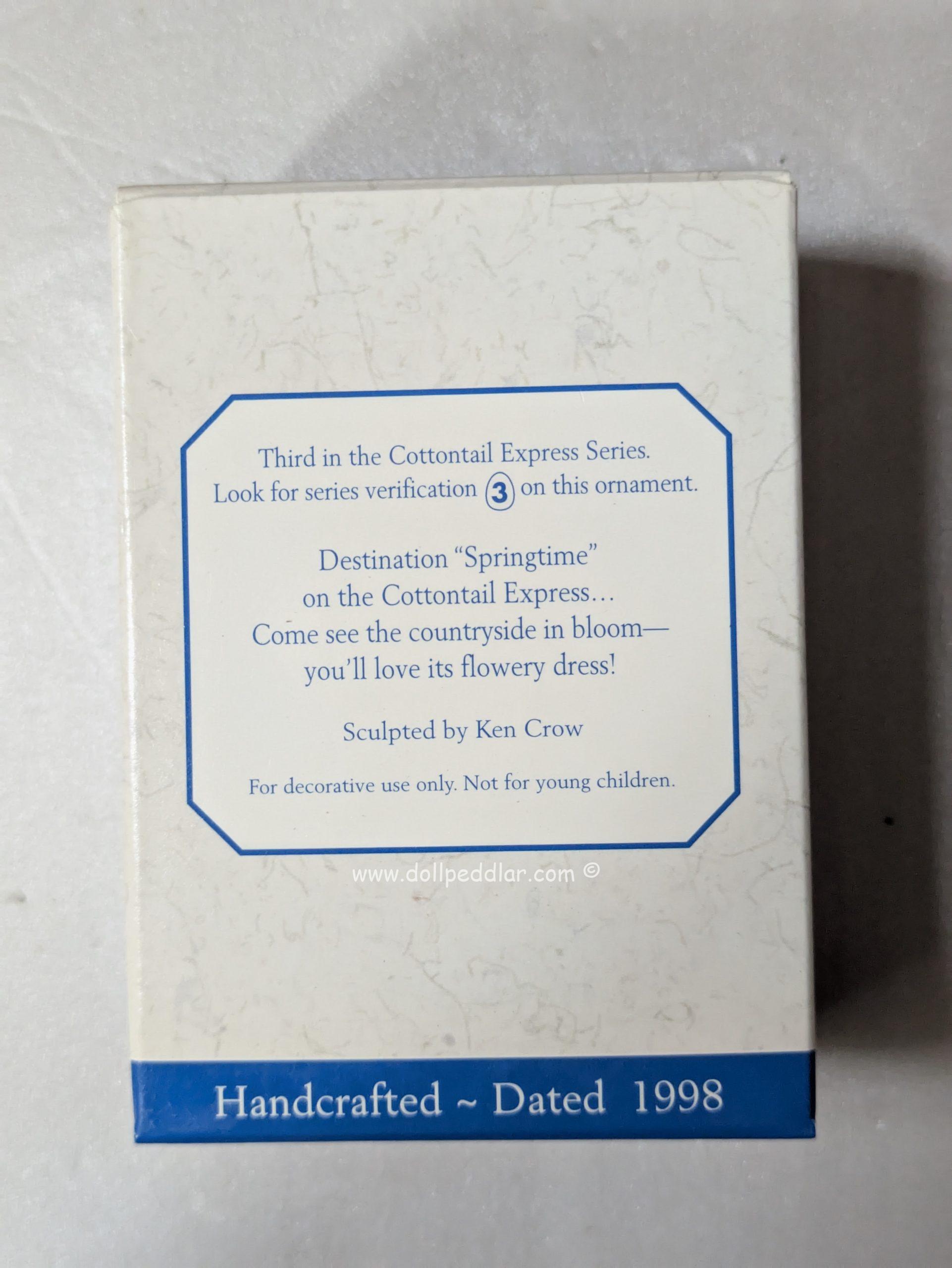 Hallmark Ornaments Passenger Car, 2nd in Cottontail Express Series 1998 NRFB - Image 2