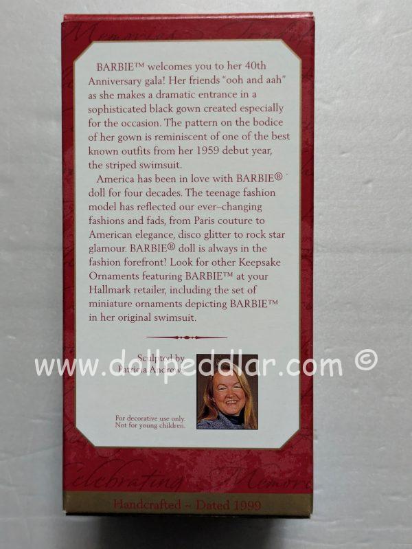 Hallmark Ornament 40th Anniversary Gala Barbie Ornament 1999 - Image 2