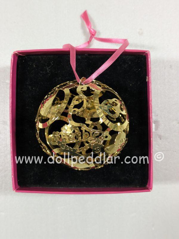 BARBIE Ball Ornament FAO Exclusive 24k Gold finish filigree & Barbie cutouts in Box Retired - Image 8