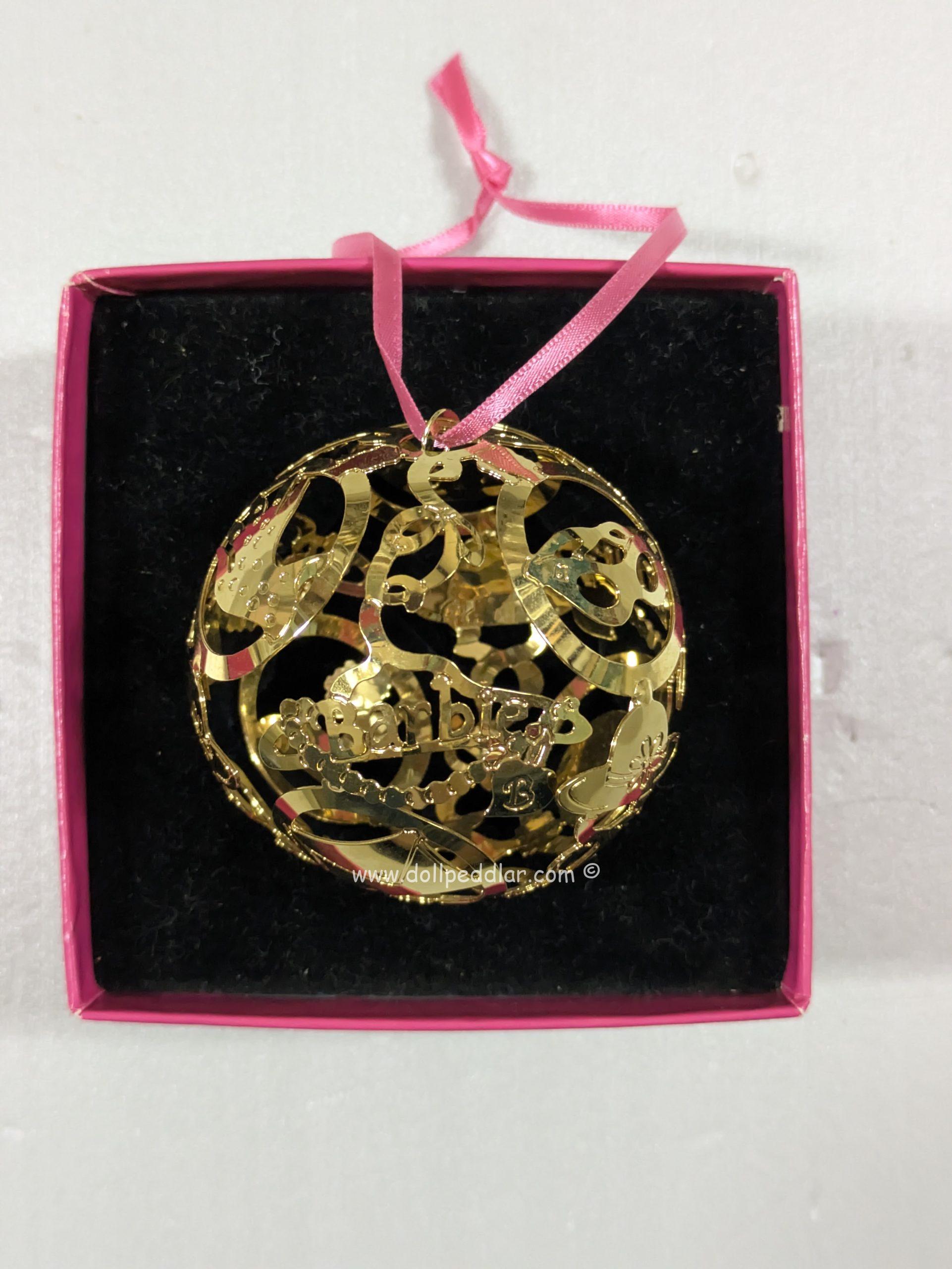BARBIE Ball Ornament FAO Exclusive 24k Gold finish filigree & Barbie cutouts in Box Retired - Image 8