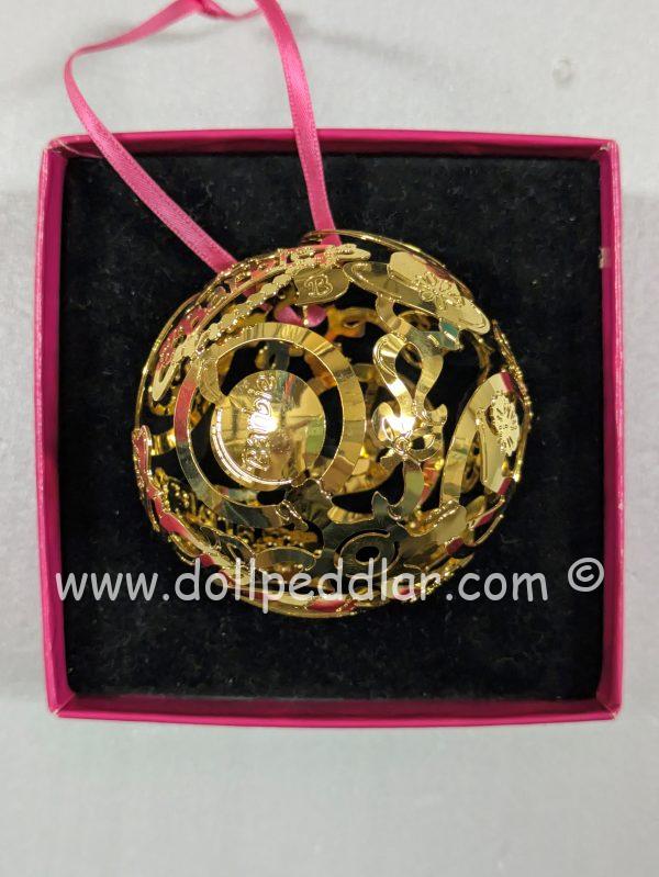 BARBIE Ball Ornament FAO Exclusive 24k Gold finish filigree & Barbie cutouts in Box Retired - Image 7