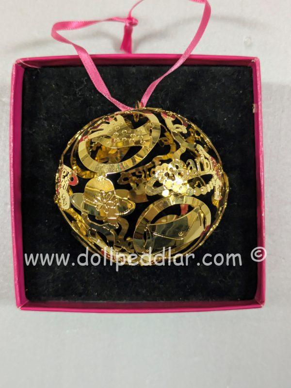 BARBIE Ball Ornament FAO Exclusive 24k Gold finish filigree & Barbie cutouts in Box Retired - Image 6