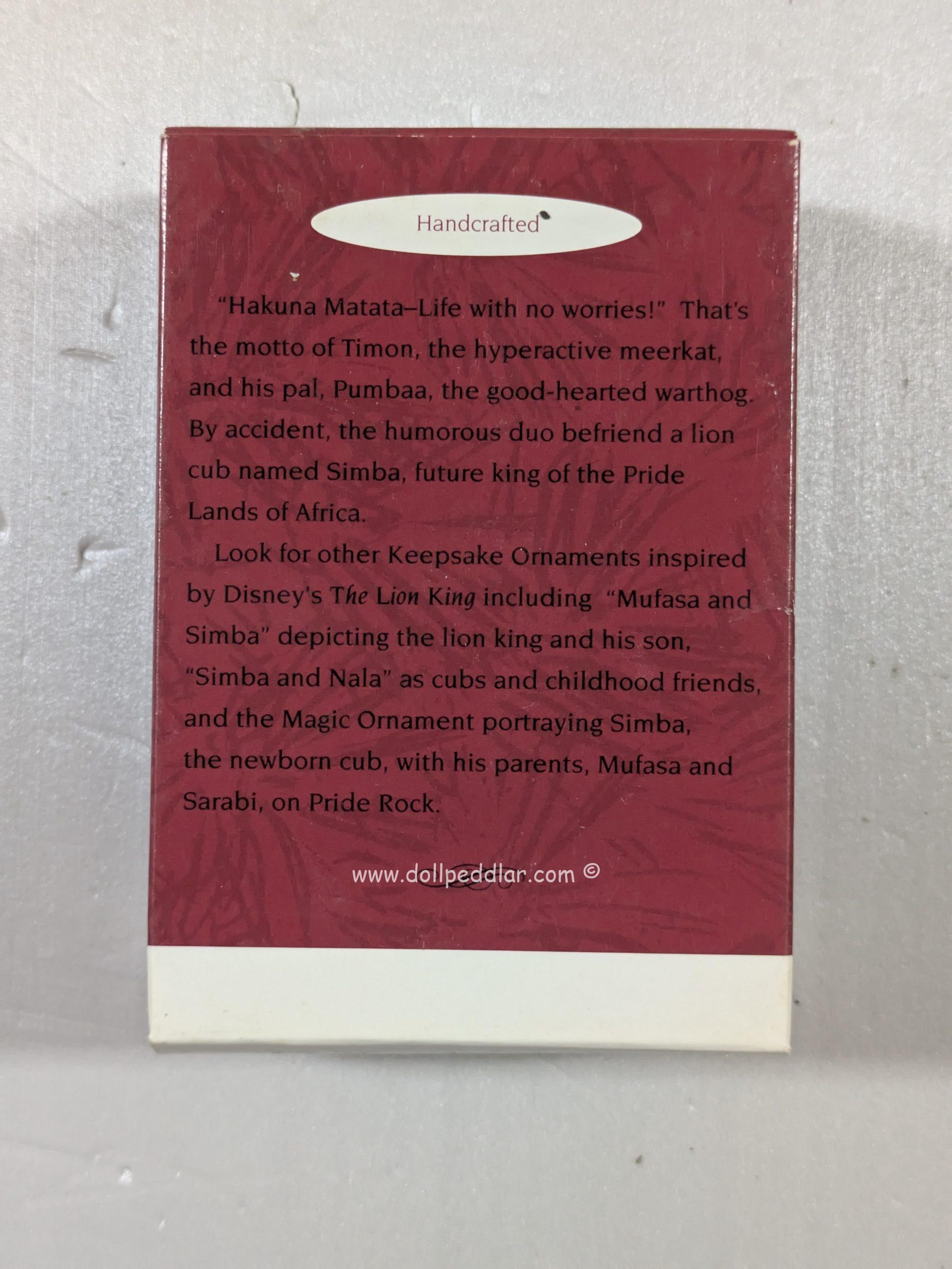 Hallmark Ornaments Timon and Pumbaa NRFB - Image 2