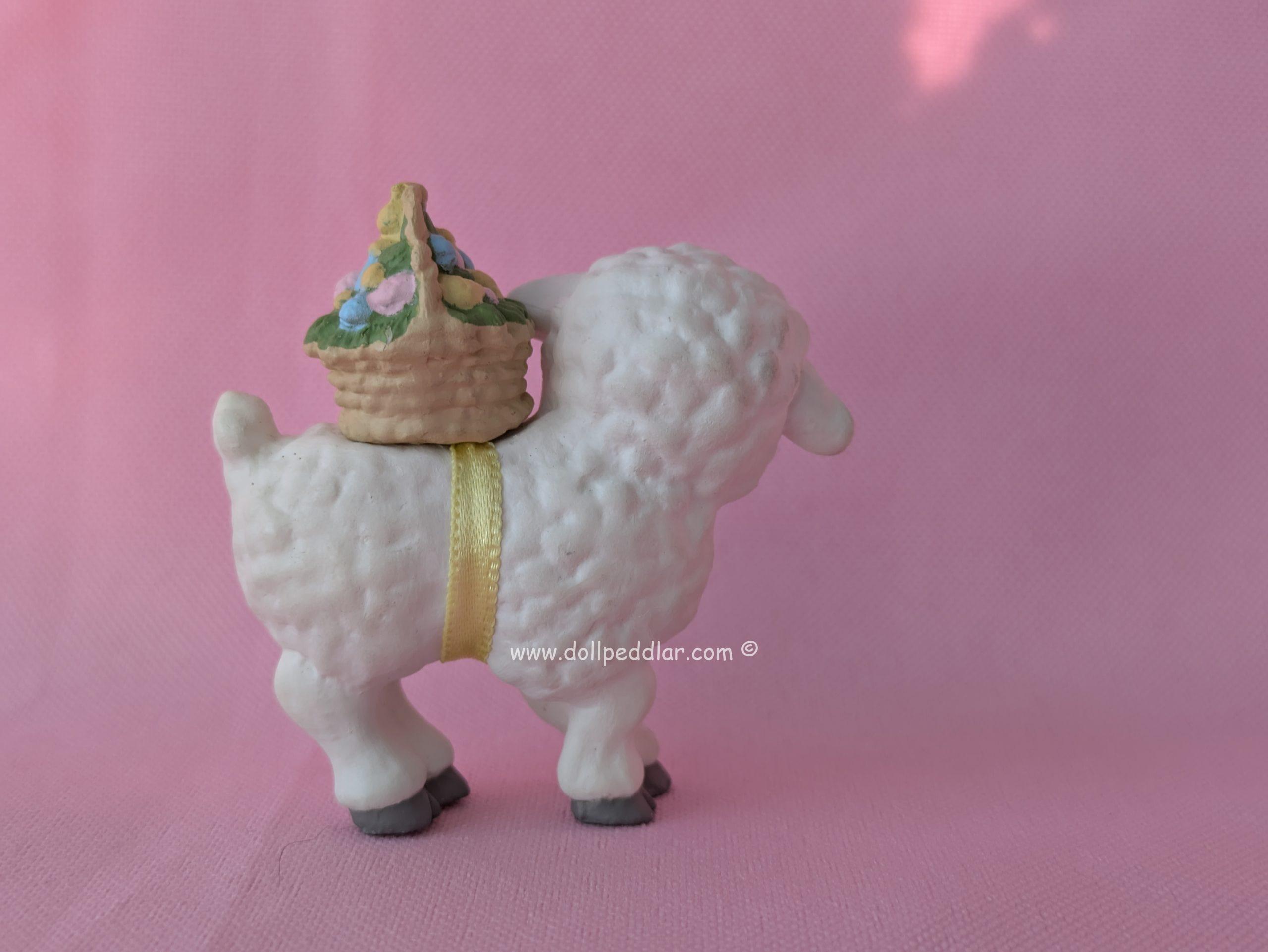 1989 Vintage Merry Miniatures Lamb with Basket - Image 3