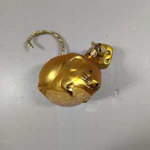 Gold Mouse with Cheese Christmas Tree Ornament