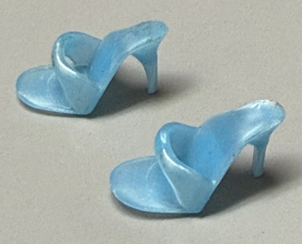 Vintage Style Open Toe "China" Heels (Pearl Blue) Fits Barbie
