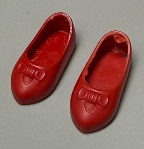 Vintage Flat Molded Bow Shoes (Red) 7/8" L & 1/2" W