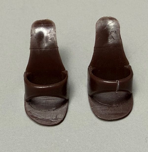 Vintage Barbie Open Toe "Japan" Heels (Brown) Left Shoe Split - Image 2