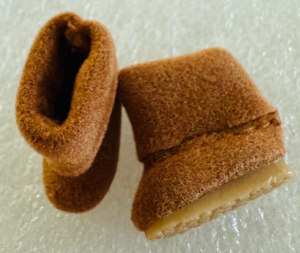Tiny Brown faux suede boot     .91" long  Lati White, Puki, Meadow