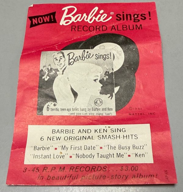 Vintage Barbie Sings! Record Album Paper