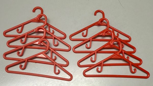 Vintage Red Hangers for Small Dolls (8)