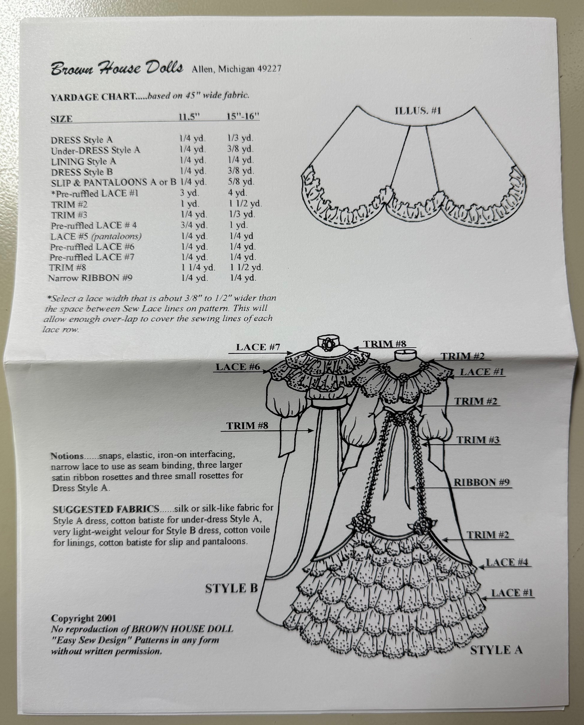 Easy Sew Designs Doll Pattern B-1620 Gibson Girl (For 16" Fashion Doll Gene) - Image 2