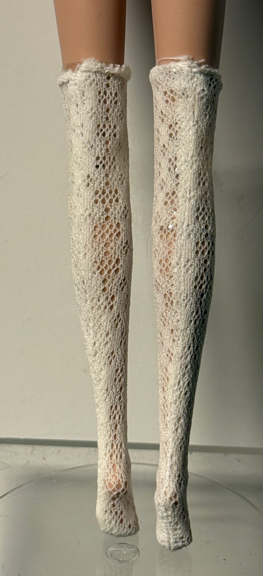 White Patterned Stockings (Fits Barbie/Fashion Royalty/JHD/Etc) - Image 3