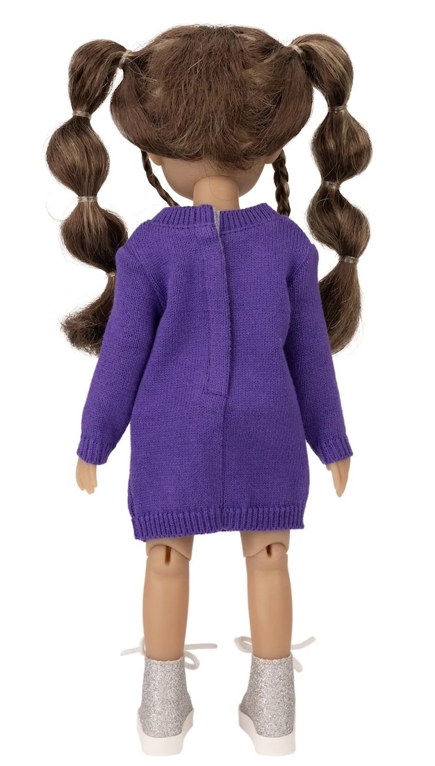 Ruby Red Siblies Purple V-Neck Cable Knit Sweater Dress  Doll Peddlar