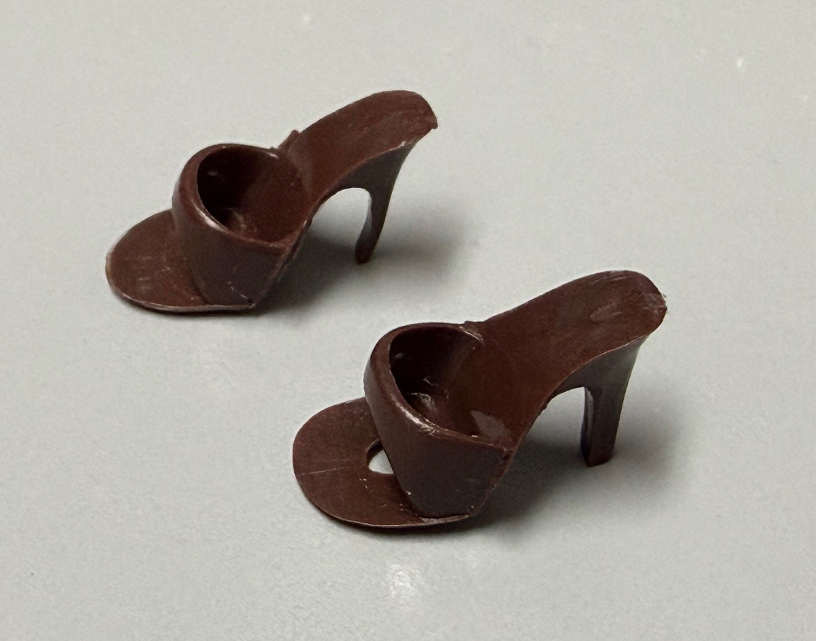 Vintage Barbie Open Toe “Japan” Heels (Brown) with Holes - Image 2