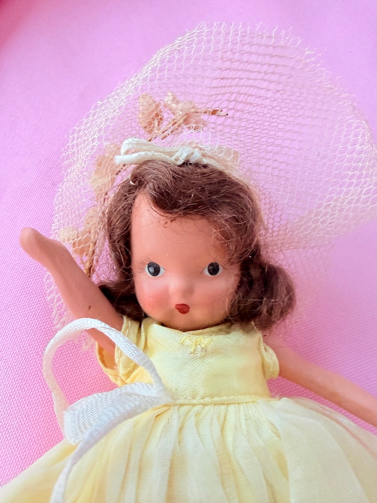 Nancy Ann Storybook Doll "BRIDE" bisque, black painted eyes, auburn wig Very Good