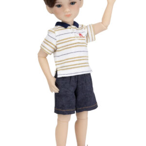 Ruby Red Fashion Friends Stripe & Step Style Outfit – White 14.5″
