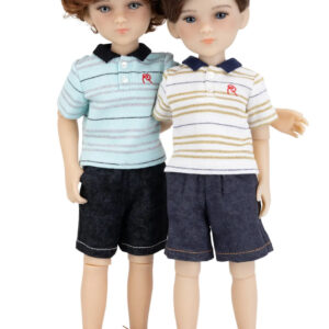 Ruby Red Fashion Friends Stripe & Step Style Outfit – White 14.5″