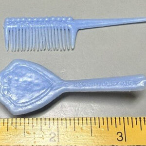 Vintage Doll Blue Hair Brush and Comb Set 2.5″ x .5″