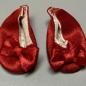 Red Satin Slip On Shoes with Bows (Fits 8″ Alexander Wendy, Vogue Ginny, Etc)
